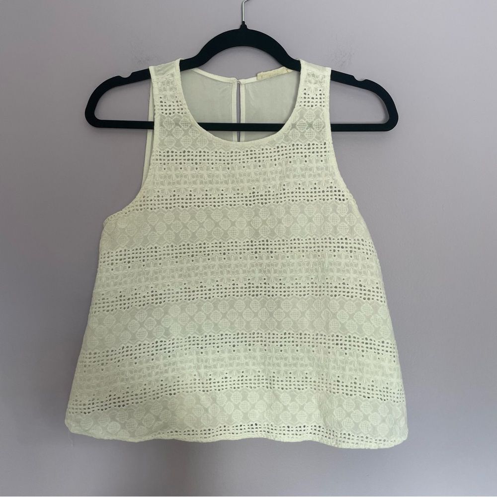 Elodie Eyelet Lace Tank Top in White size XL Women's Coastal Summer Grannycore